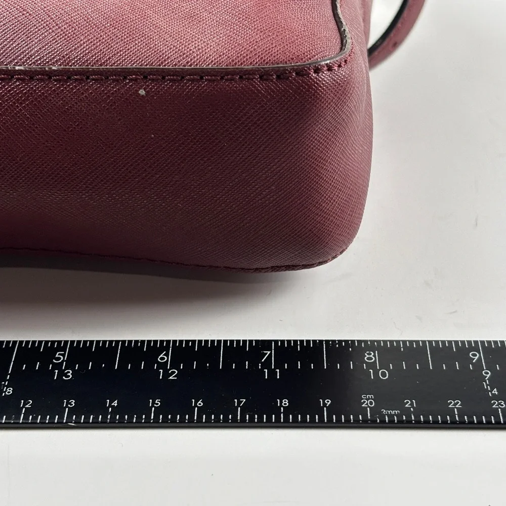 Kate Spade Saffiano Leather Crossbody‎ Bag Womens Medium Burgundy Flap Logo